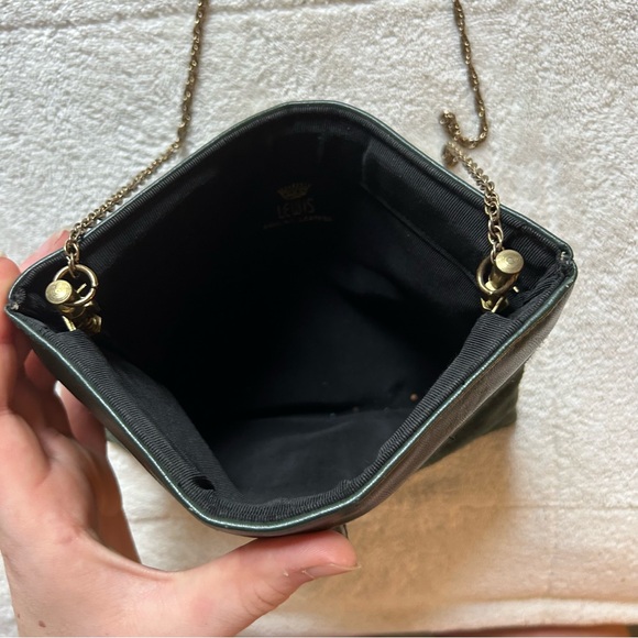 Vintage Crown Lewis Green Leather Shoulder Bag - Picture 6 of 6